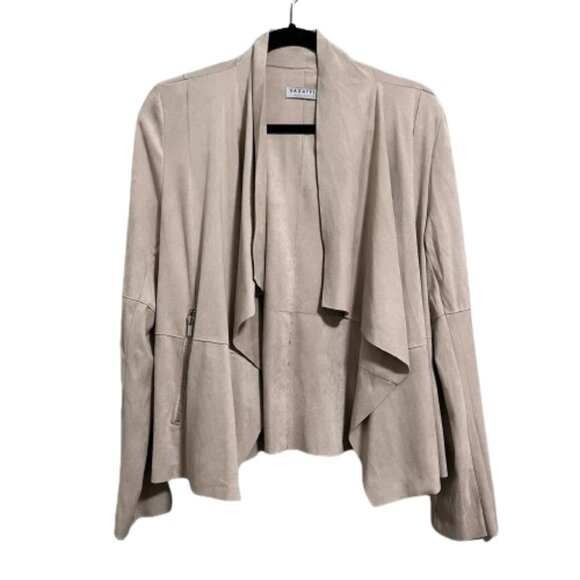 NWT Womens Size Large Bagatelle Faux Suede Zip Pocket Open Front Drape Jacket - Picture 4 of 6